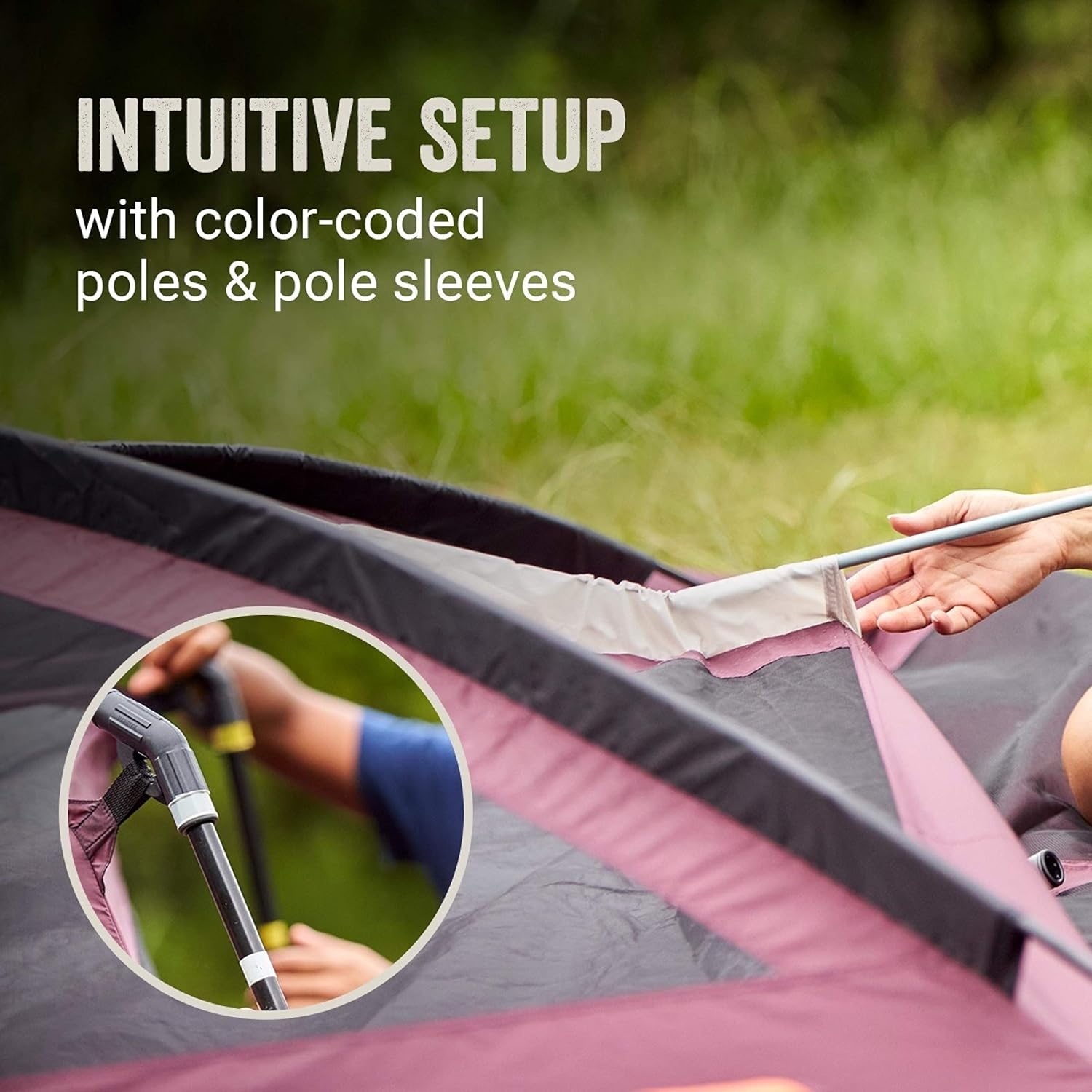 image:imageColeman Skylodge Camping Tent 81012 Person Weatherproof Family Tent with Convertible Screen Room ColorCoded Poles Room Divider Rainfly and Storage Pockets Fits Multiple QueenSized Airbeds8person